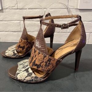 Antonio Melani Brown and Tan Snake Print Heels